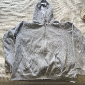 Grey zip up hoodie with pockets #hoodies